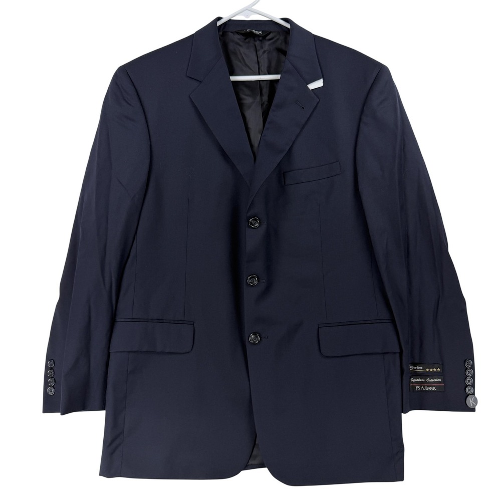 Jos. A. Bank Suit Jacket Mens 42R Navy 100% Wool 3 Button Signature Mitchell NWT